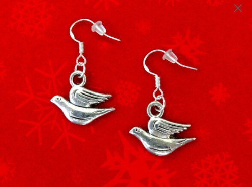 Silver dove peace sign bird - silver,